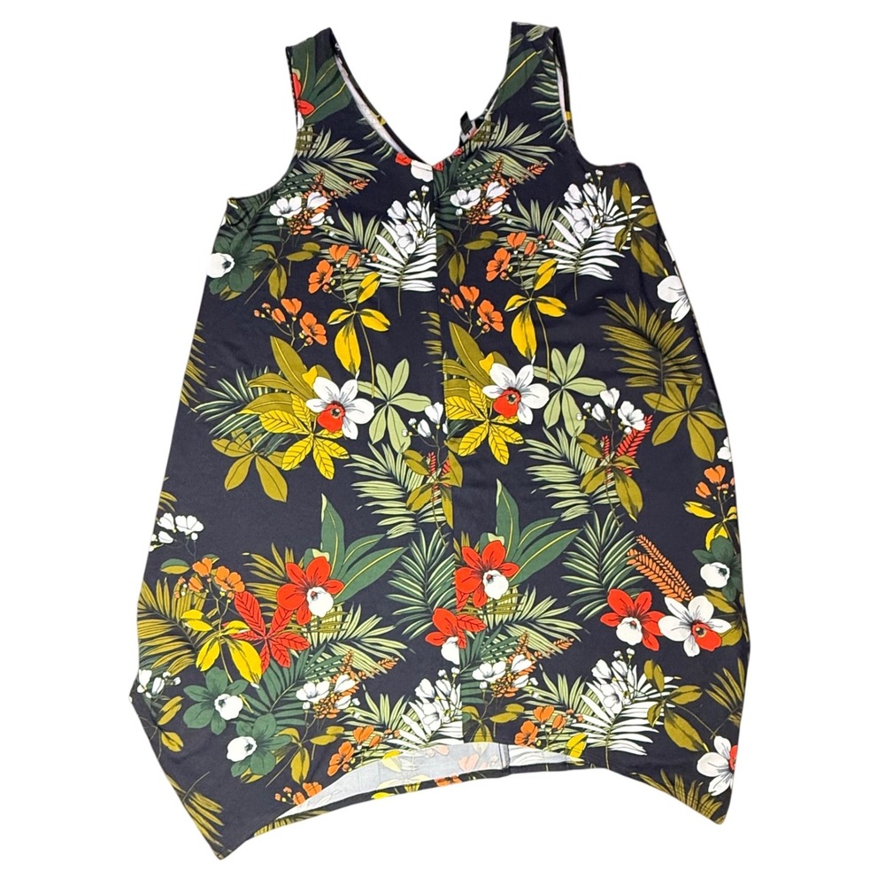 Jules & Leopold Floral Long Tank Top Sleeveless Tropical Print Plus Size 3X‎